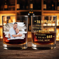 To My Son Custom Photo Glass With Hearts - Personalized Custom Whiskey Glass - SON233_RWG