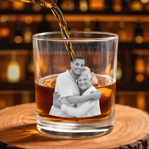 To My Son The Thing Better Looks On You Custom Photo - Personalized Custom Whiskey Glass - SON234_RWG