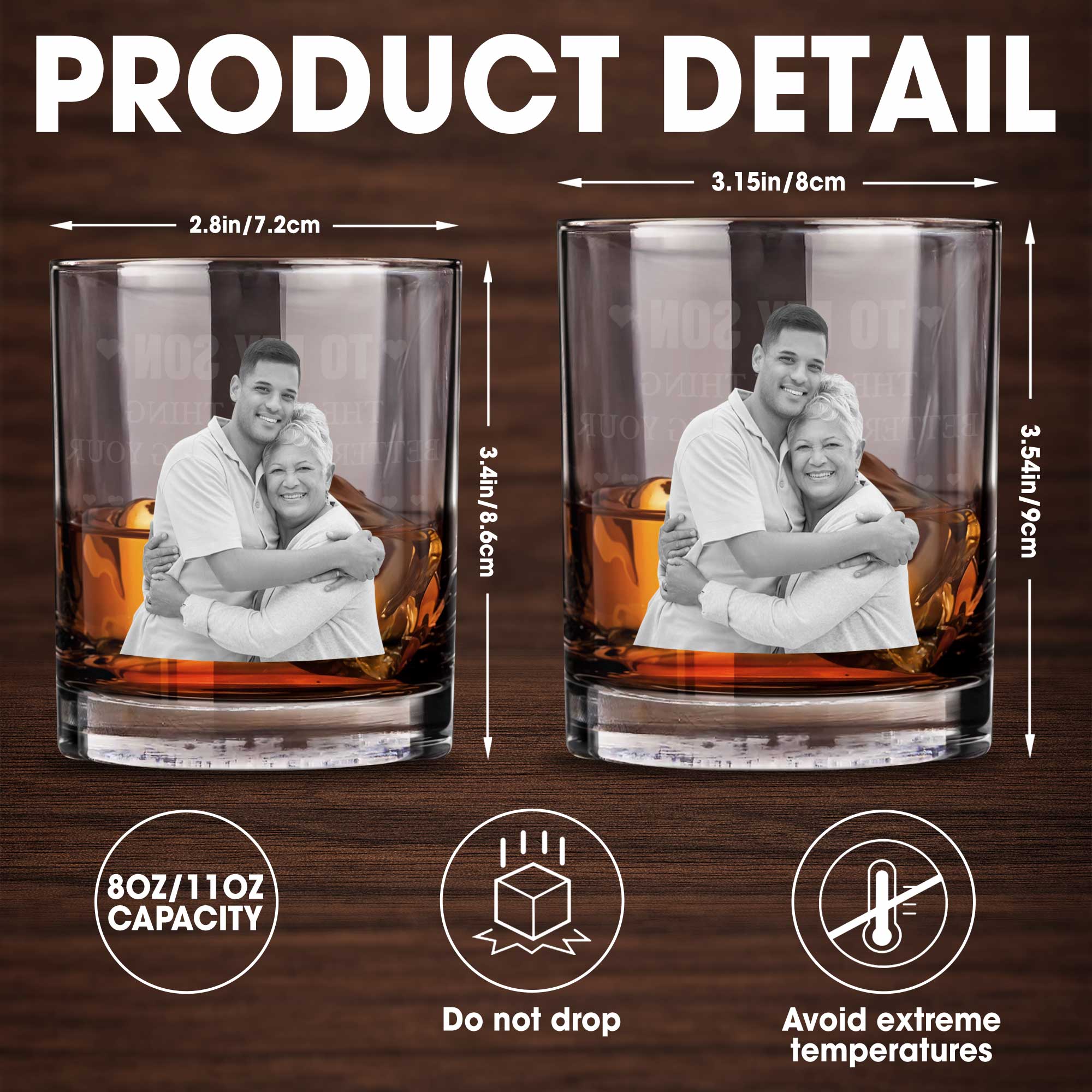 To My Son The Thing Better Looks On You Custom Photo - Personalized Custom Whiskey Glass - SON234_RWG