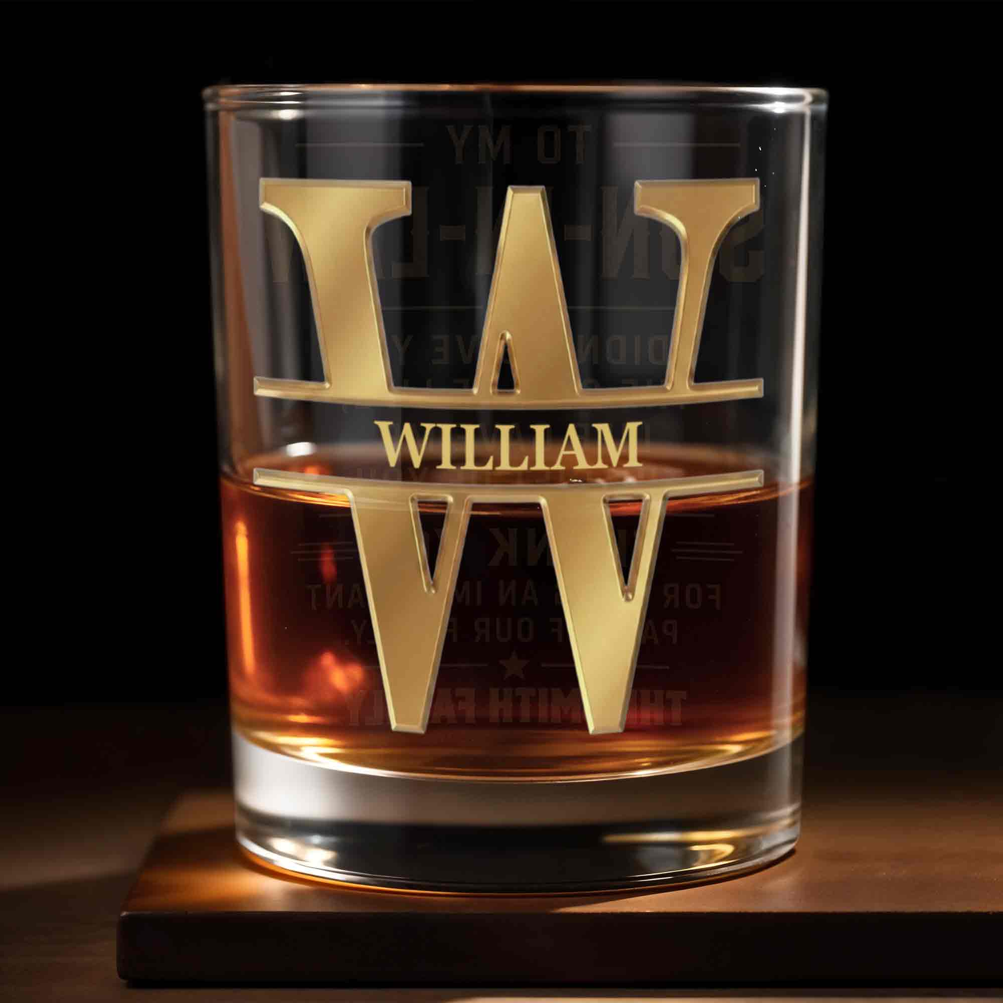 To My Son I Am Always With You Golden Monogram Initial - Personalized Custom Whiskey Glass - SON235_RWG