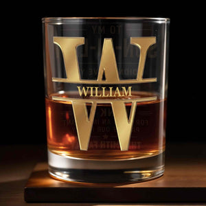 To My Son I Am Always With You Golden Monogram Initial - Personalized Custom Whiskey Glass - SON235_RWG