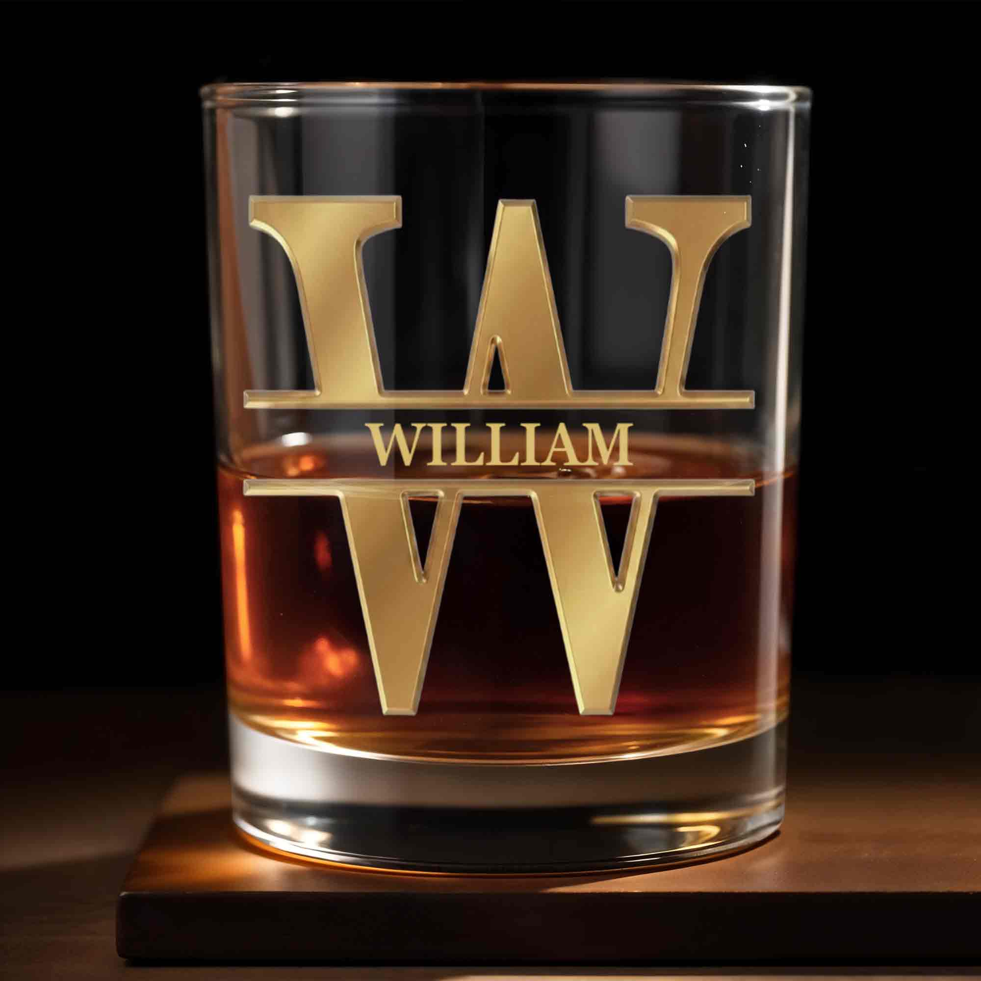 To My Son I Am Always With You Golden Monogram Initial - Personalized Custom Whiskey Glass - SON235_RWG
