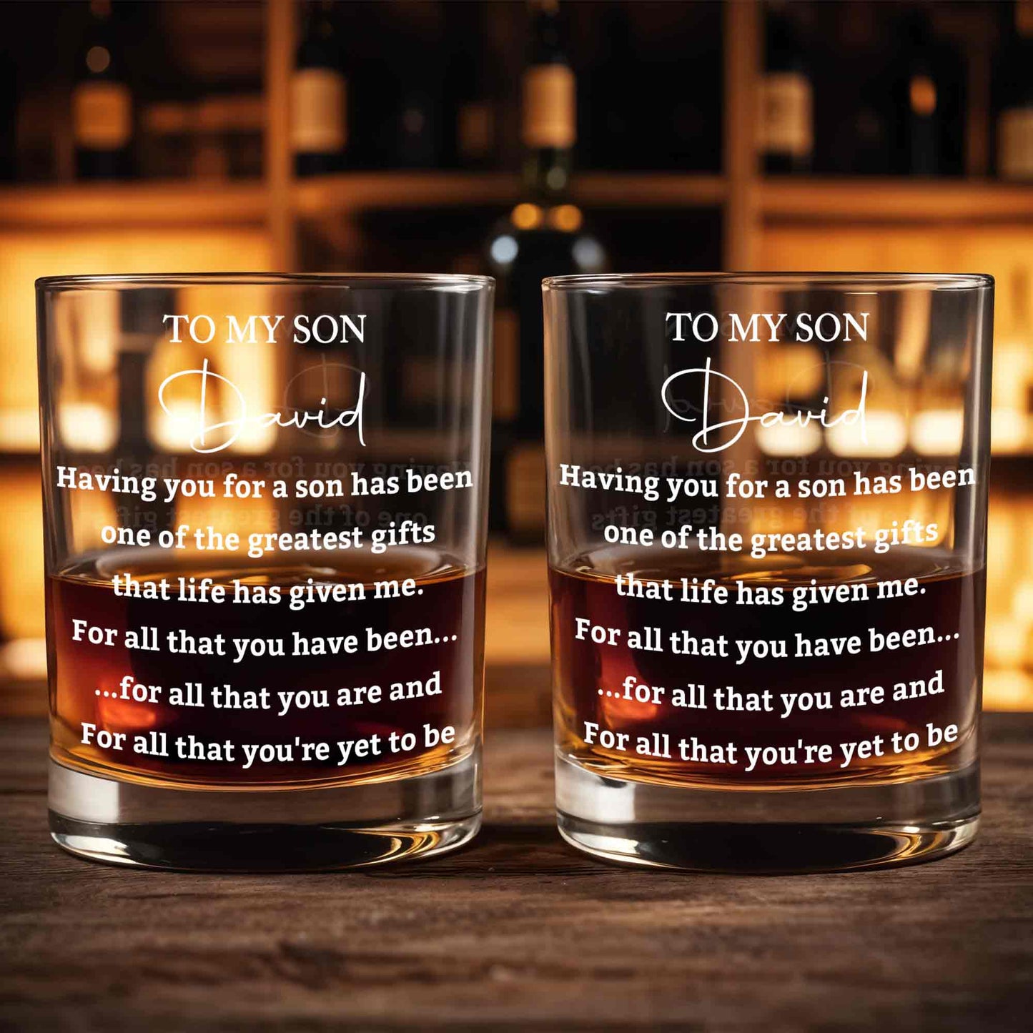 To My Son Having You For A Son One Of Greatest Gifts Custom Name - Personalized Custom Whiskey Glass - SON238_RWG