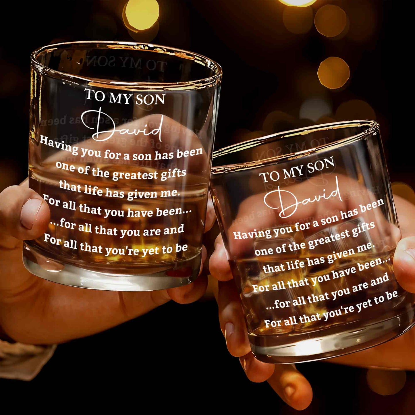 To My Son Having You For A Son One Of Greatest Gifts Custom Name - Personalized Custom Whiskey Glass - SON238_RWG