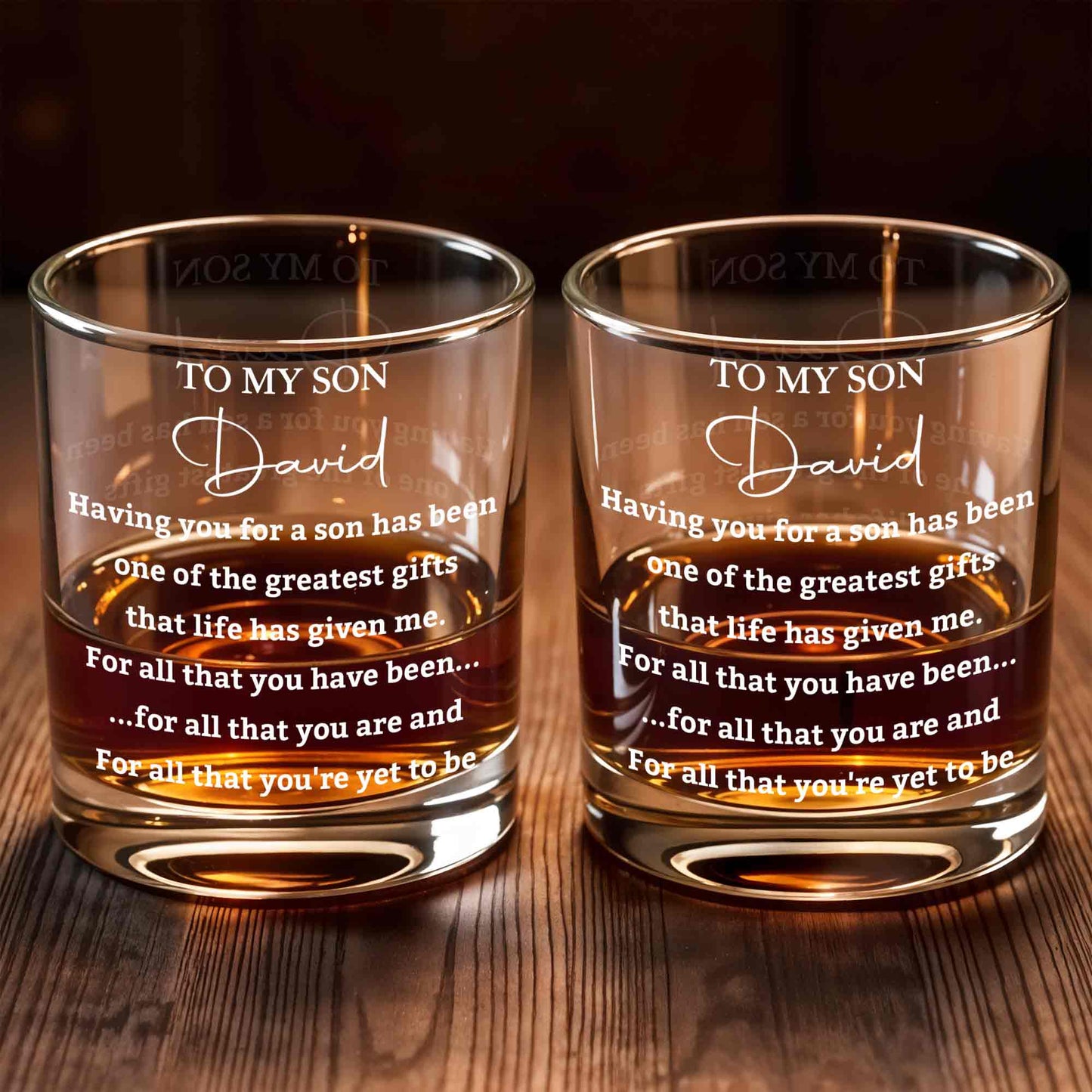 To My Son Having You For A Son One Of Greatest Gifts Custom Name - Personalized Custom Whiskey Glass - SON238_RWG