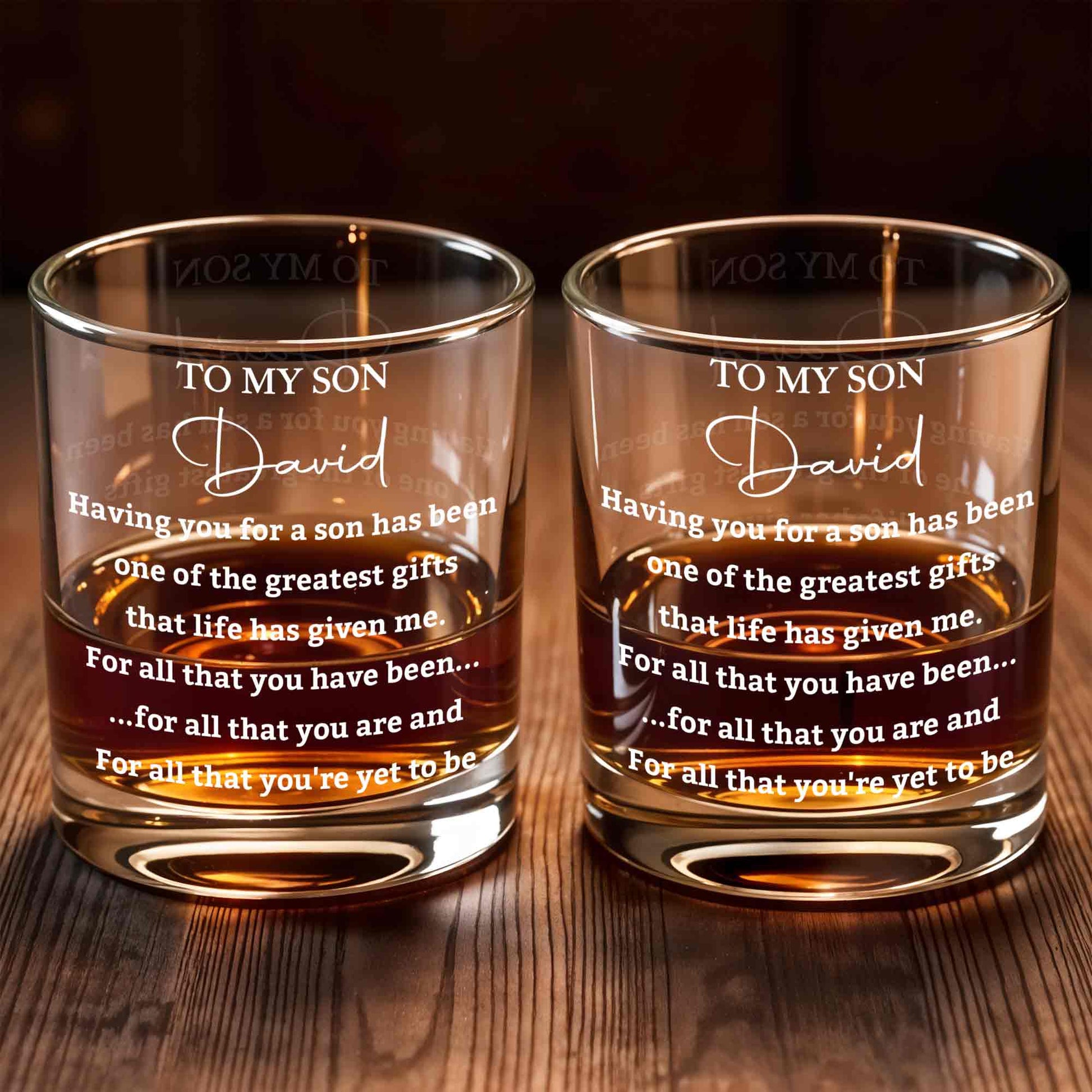 To My Son Having You For A Son One Of Greatest Gifts Custom Name - Personalized Custom Whiskey Glass - SON238_RWG