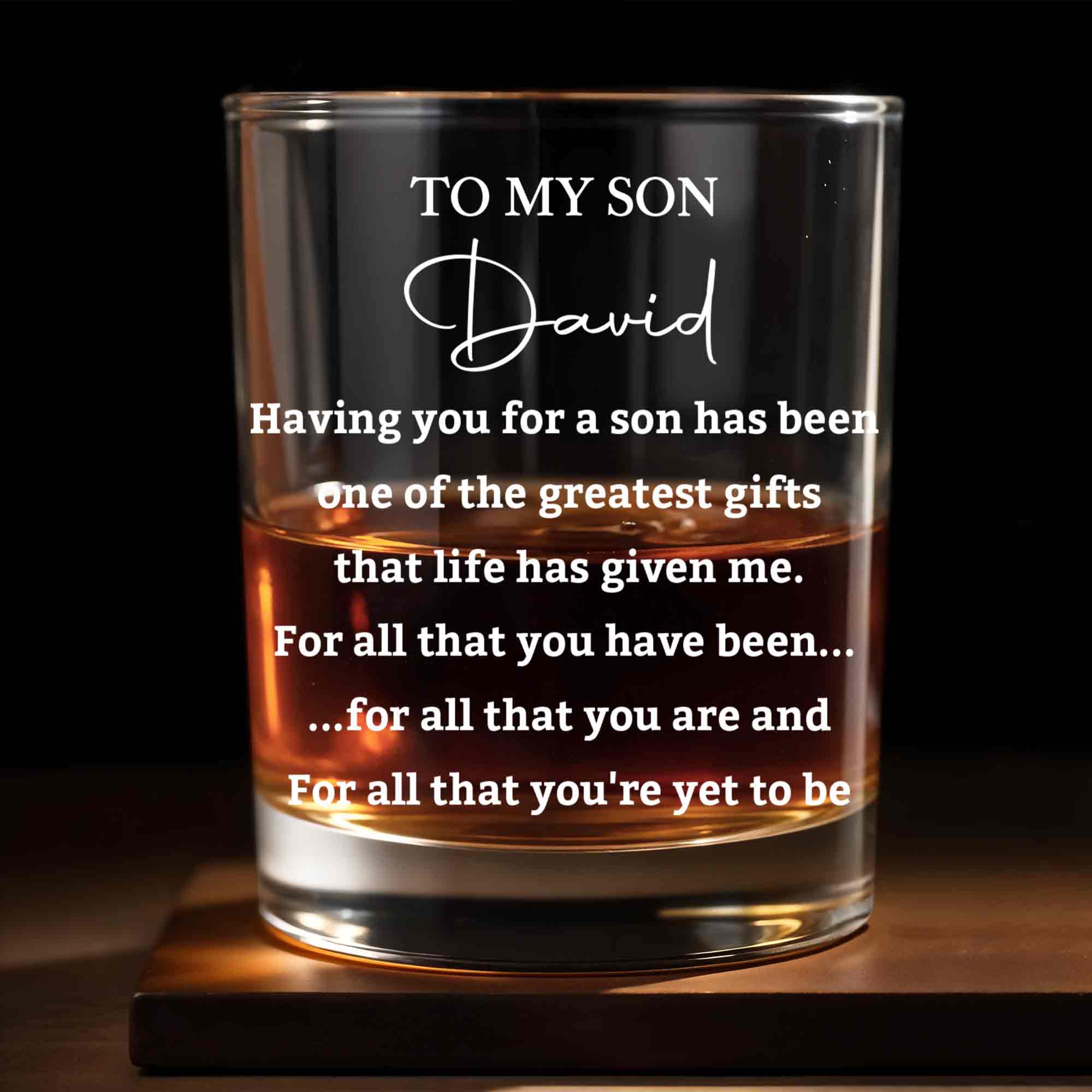 To My Son Having You For A Son One Of Greatest Gifts Custom Name - Personalized Custom Whiskey Glass - SON238_RWG