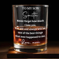 To My Son Never Forget How Much I Love You Heart Custom Name - Personalized Custom Whiskey Glass - SON239_RWG