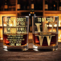 Never Forget That I Love You Custom Golden Alphabet Art Love Mom - Personalized Custom Whiskey Glass - SON246_RWG