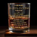 A Mi Hijo En El Día De Tu Boda Golden Lettering Design - Personalized Custom Whiskey Glass - SON267_RWG