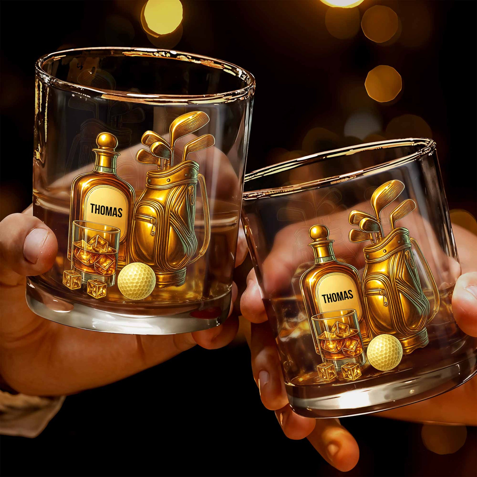 Celebrate Your Love For Golf With An Elegant Whiskey Glass - Personalized Custom Whiskey Glass - SPORT022_RWG