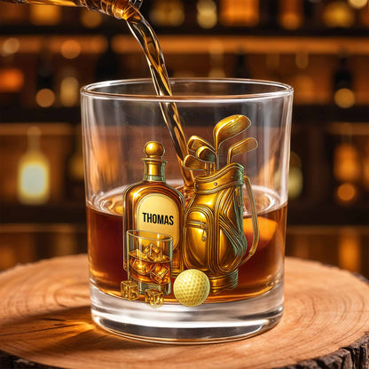 Celebrate Your Love For Golf With An Elegant Whiskey Glass - Personalized Custom Whiskey Glass - SPORT022_RWG