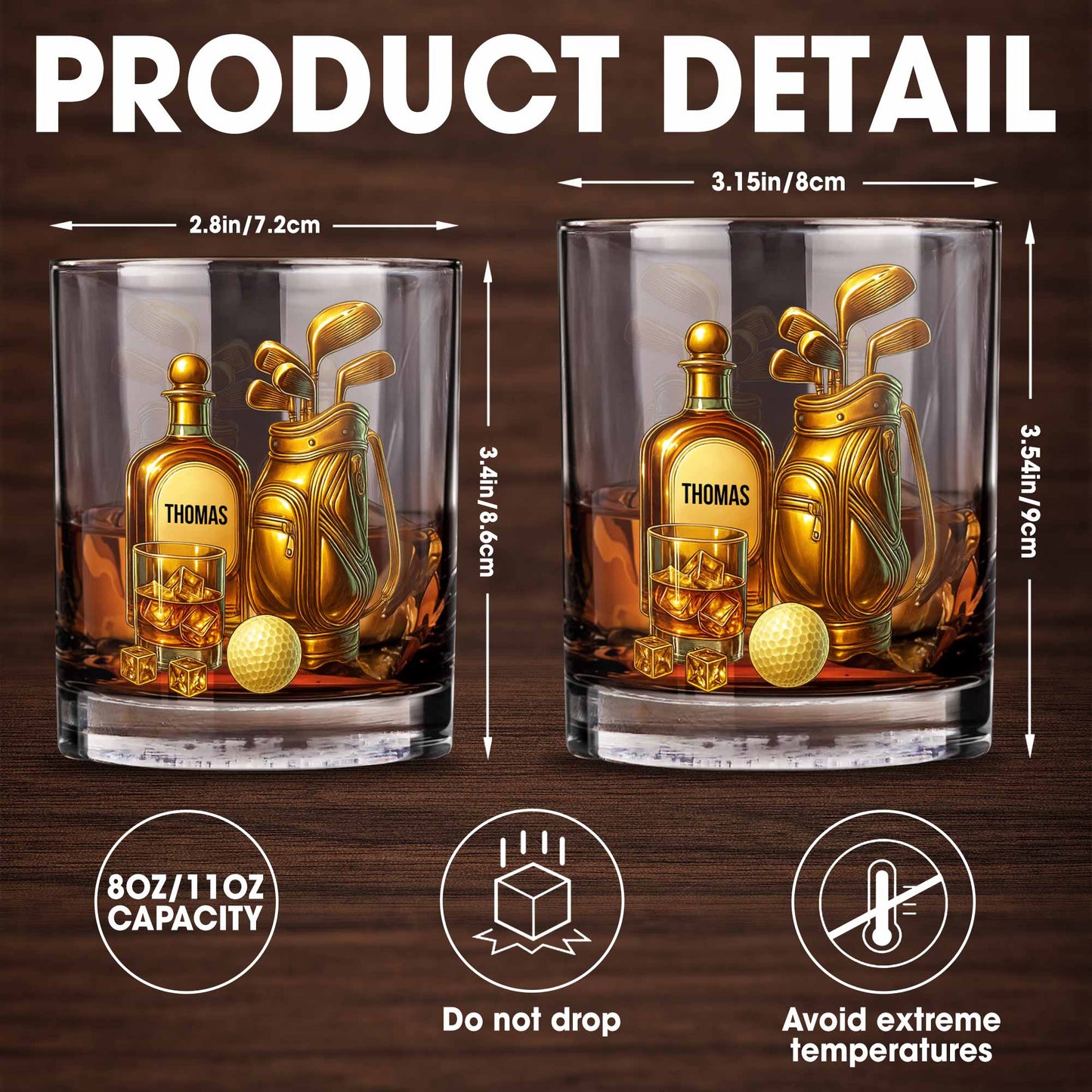 Celebrate Your Love For Golf With An Elegant Whiskey Glass - Personalized Custom Whiskey Glass - SPORT022_RWG