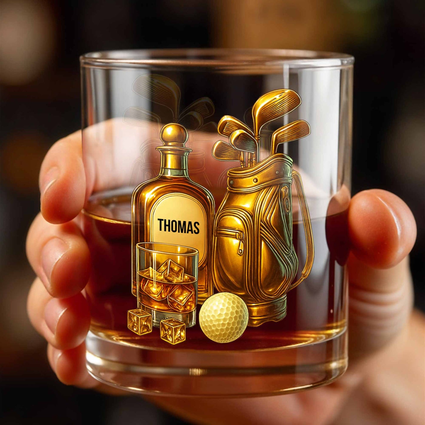 Celebrate Your Love For Golf With An Elegant Whiskey Glass - Personalized Custom Whiskey Glass - SPORT022_RWG