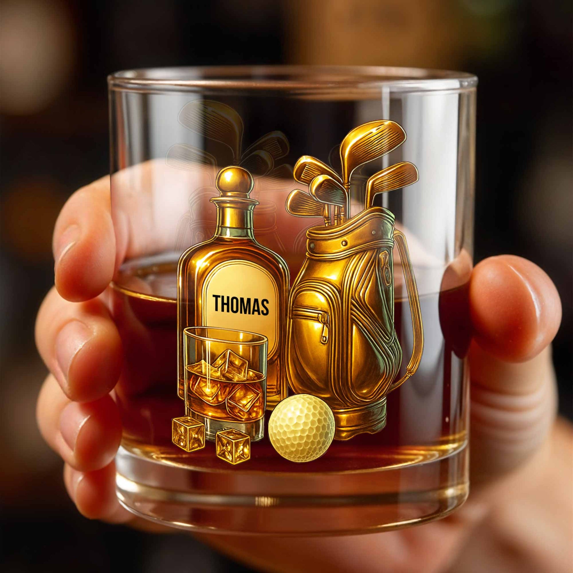 Celebrate Your Love For Golf With An Elegant Whiskey Glass - Personalized Custom Whiskey Glass - SPORT022_RWG