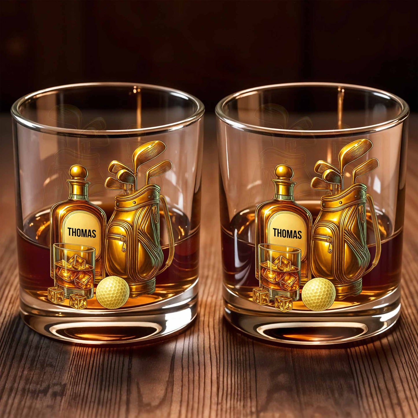 Celebrate Your Love For Golf With An Elegant Whiskey Glass - Personalized Custom Whiskey Glass - SPORT022_RWG