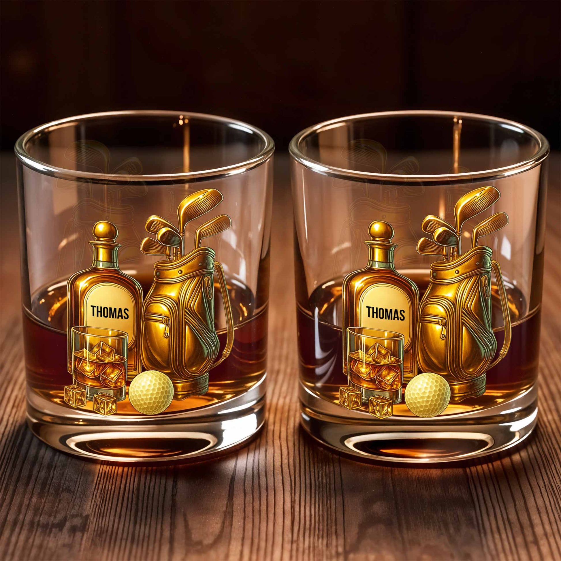 Celebrate Your Love For Golf With An Elegant Whiskey Glass - Personalized Custom Whiskey Glass - SPORT022_RWG
