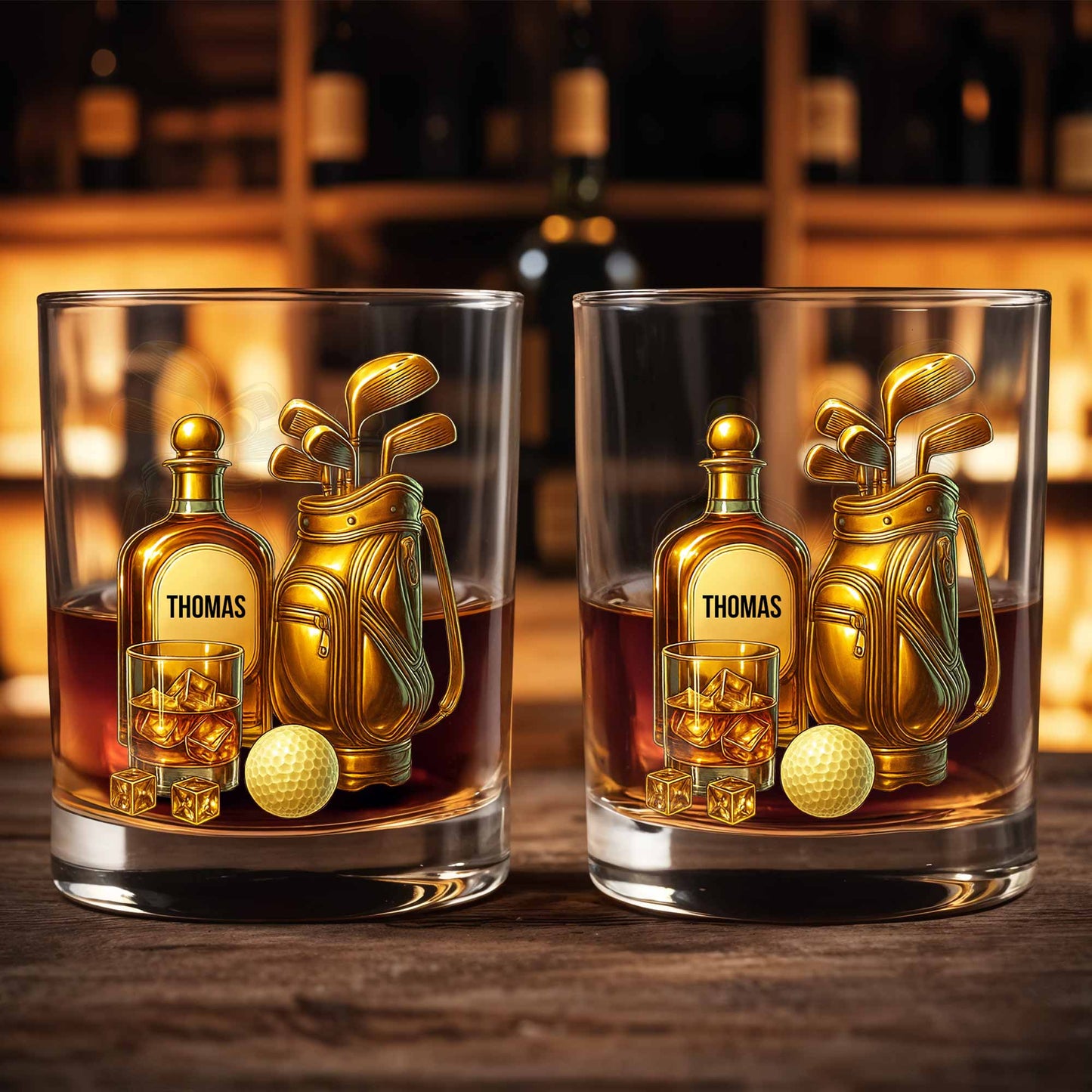 Celebrate Your Love For Golf With An Elegant Whiskey Glass - Personalized Custom Whiskey Glass - SPORT022_RWG