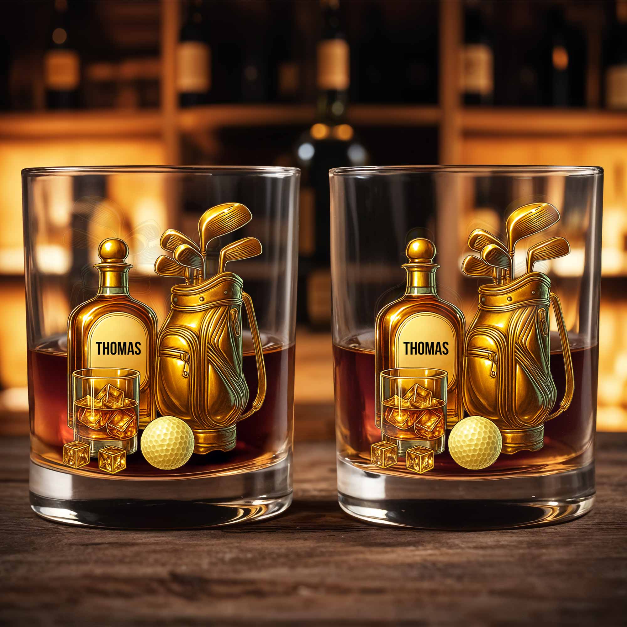 Celebrate Your Love For Golf With An Elegant Whiskey Glass - Personalized Custom Whiskey Glass - SPORT022_RWG