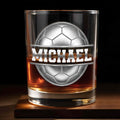 Soccer Ball Design With Custom Name And 3D Effects - Personalized Custom Whiskey Glass - SPORT108_RWG