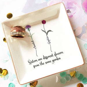 Birth flower jewelry dish holding rings