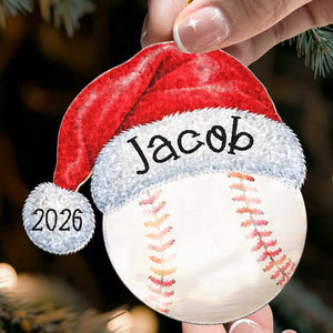 Sports Santa Hat Custom Name Personalized Ornament 4