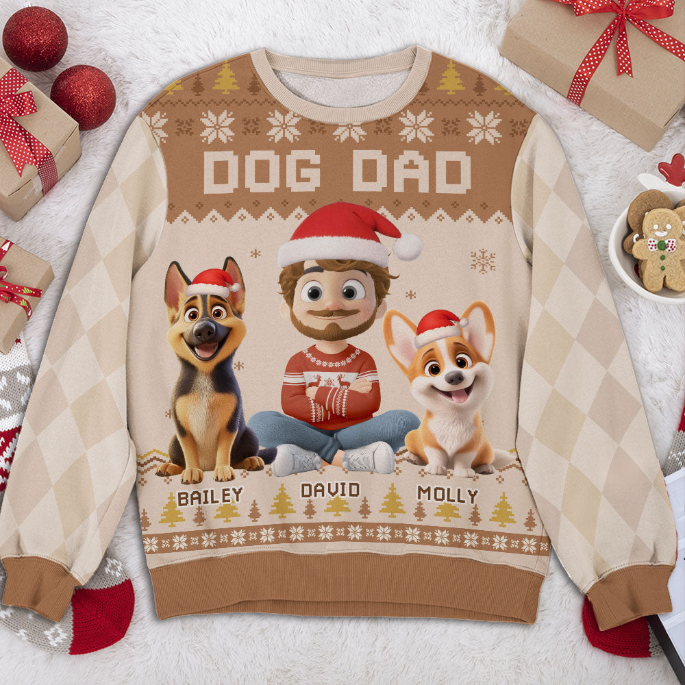 Dog Dad 2025 Christmas - Personalized All-Over-Print Sweatshirt
