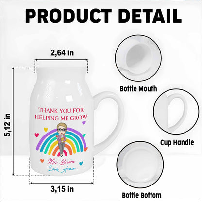 Thank You For Helping Me Grow Rainbow And Hearts - Personalized Ceramic Flower Vase