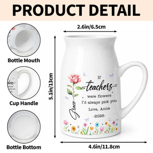 If Teachers Were Flowers I'd Always Pick You Birth Month Floral Design - Personalized Ceramic Flower Vase