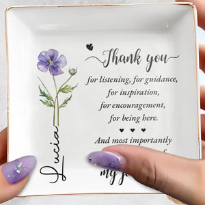 Thank You For Being A Part Of My Journey Flower - Personalized Custom Jewelry Dish, Square Ceramic Dish - TEACH141_SCRD