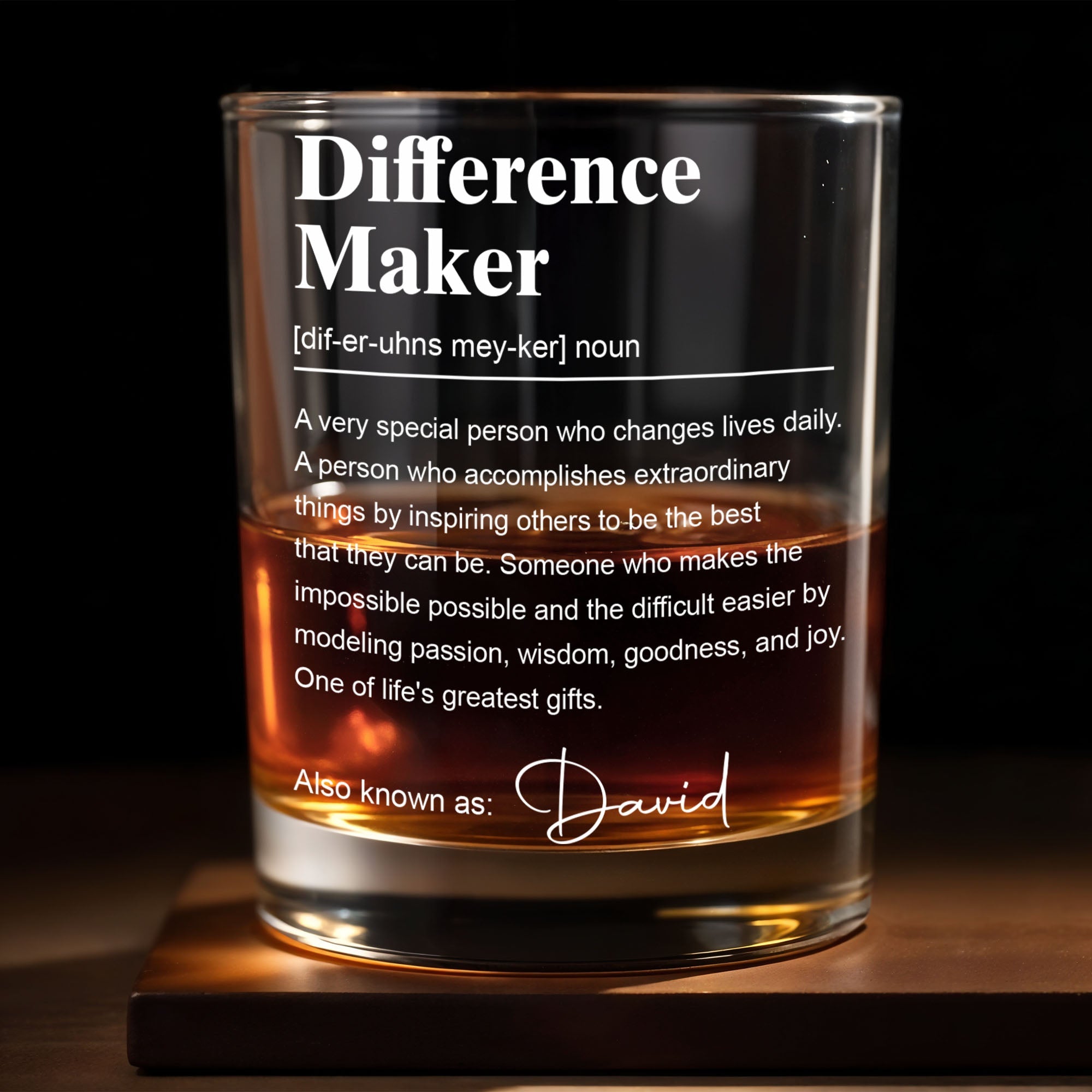 Difference Maker Definition Personalized Appreciation Gift With Custom Name - Personalized Custom Whiskey Glass - TEACH283_RWG