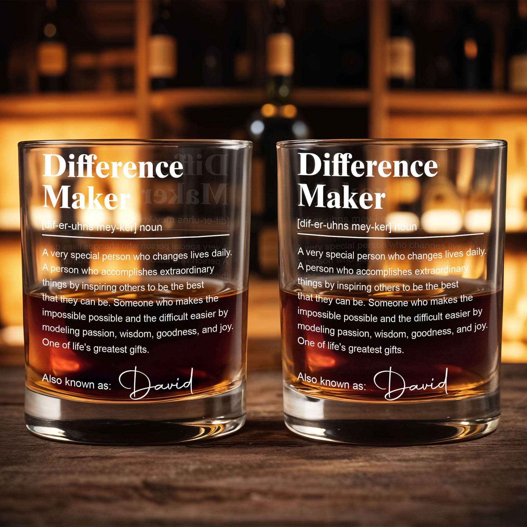 Difference Maker Definition Personalized Appreciation Gift With Custom Name - Personalized Custom Whiskey Glass - TEACH283_RWG