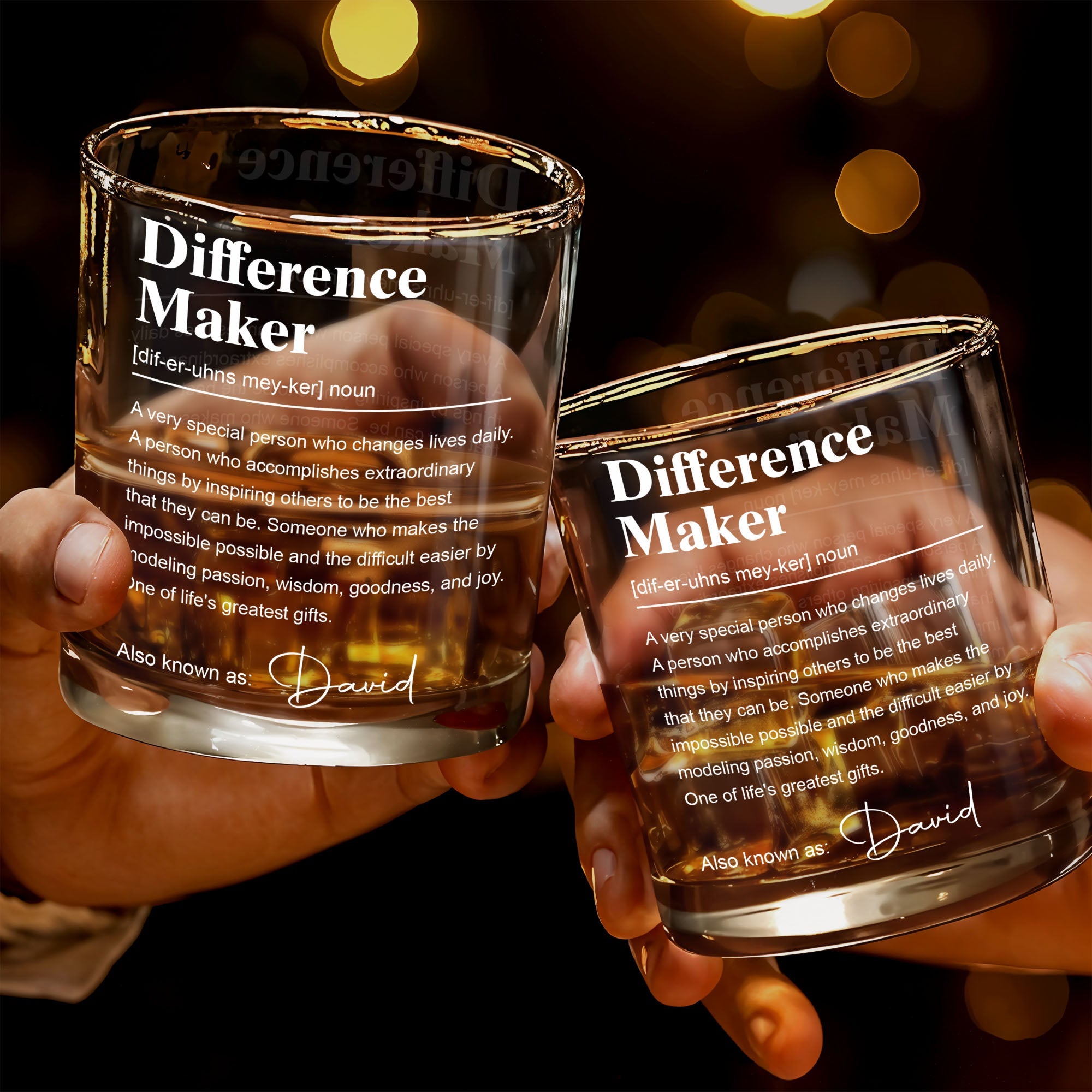 Difference Maker Definition Personalized Appreciation Gift With Custom Name - Personalized Custom Whiskey Glass - TEACH283_RWG