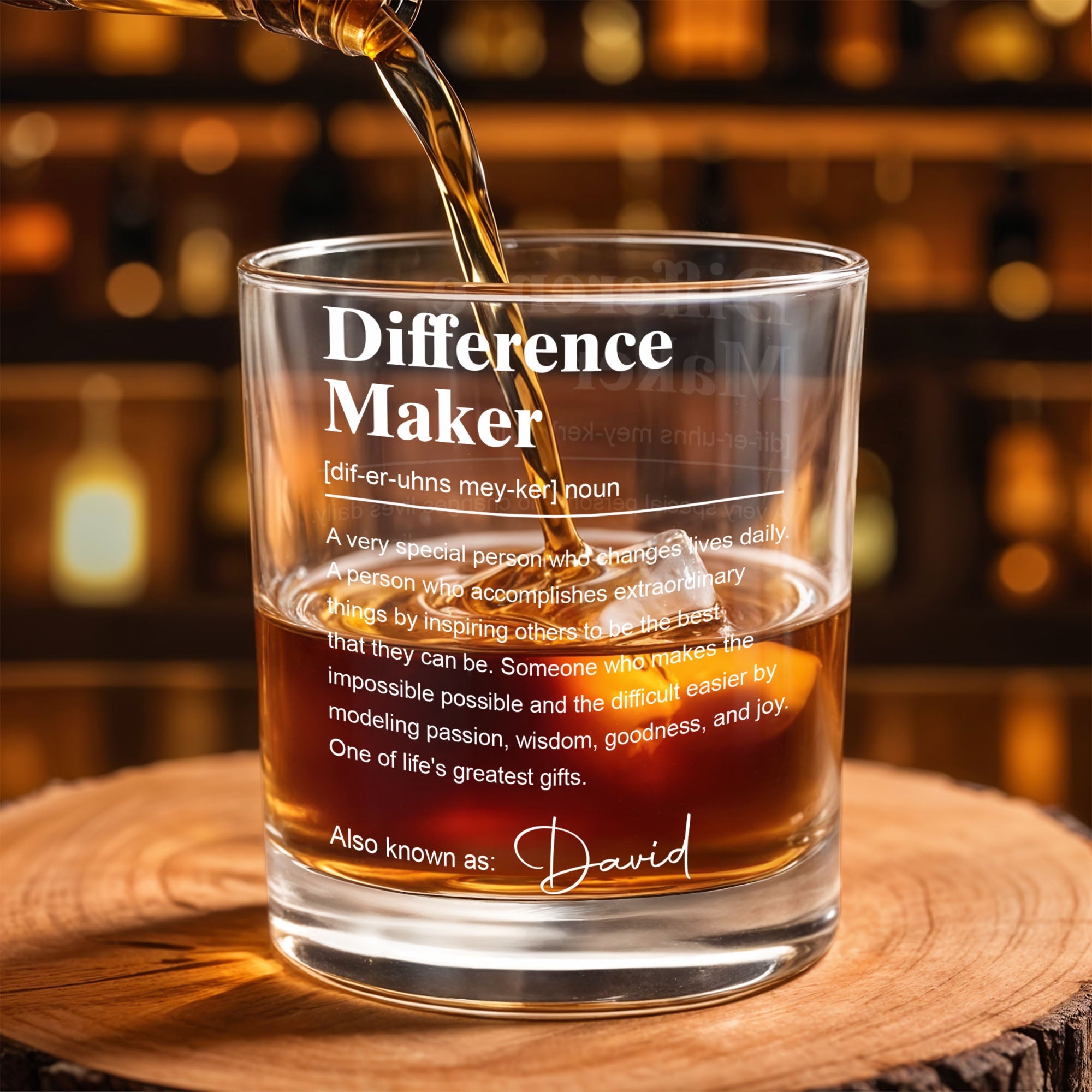 Difference Maker Definition Personalized Appreciation Gift With Custom Name - Personalized Custom Whiskey Glass - TEACH283_RWG