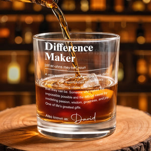 Difference Maker Definition Personalized Appreciation Gift With Custom Name - Personalized Custom Whiskey Glass - TEACH283_RWG