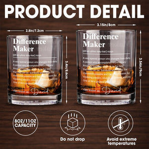 Difference Maker Definition Personalized Appreciation Gift With Custom Name - Personalized Custom Whiskey Glass - TEACH283_RWG