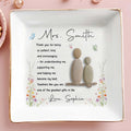 Thank You For Being Patient And Kind Pebble Art Flowers - Personalized Custom Jewelry Dish, Square Ceramic Dish - TEACH323_SCRD