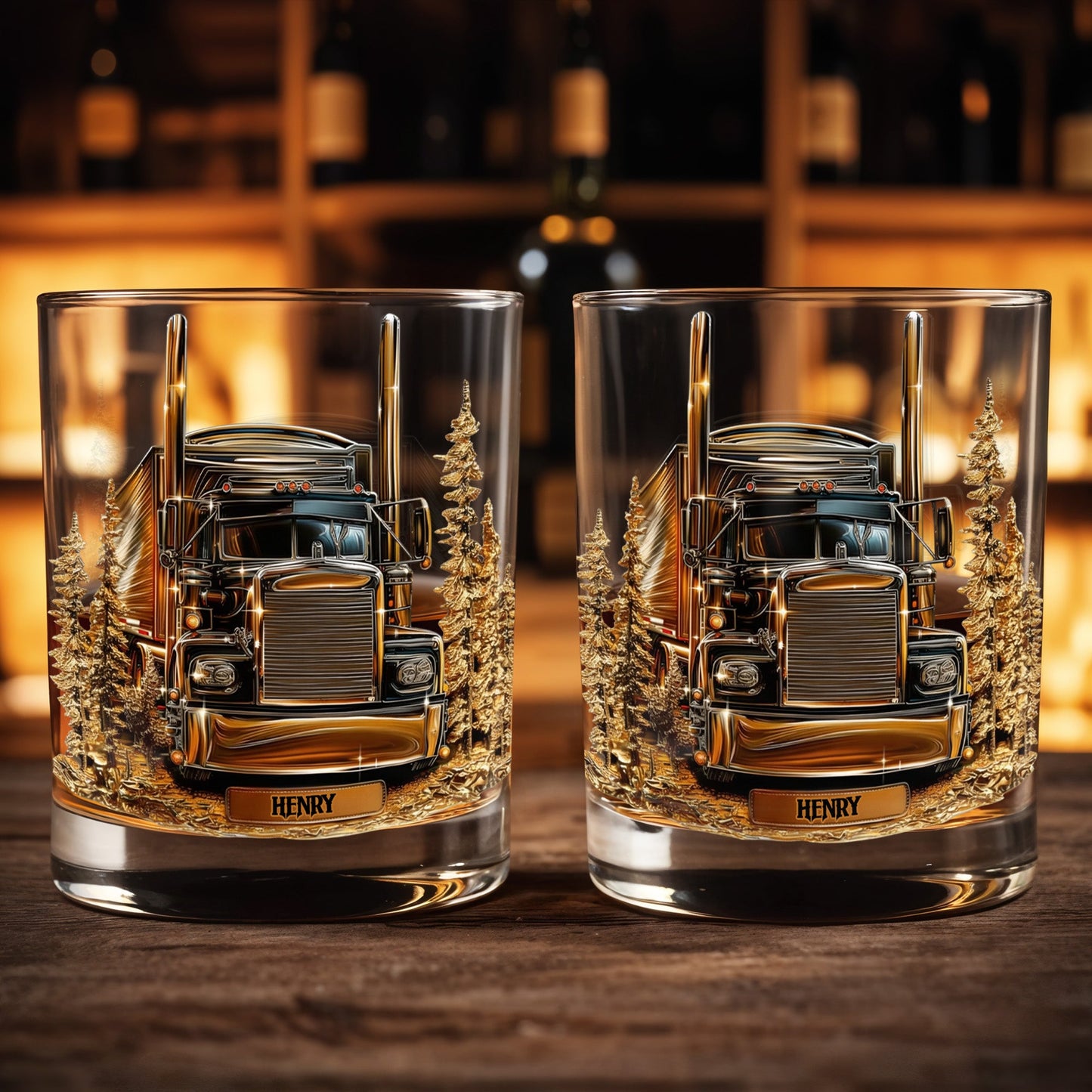 Celebrate Your Love For The Open Road With Classic Truck - Personalized Custom Whiskey Glass - TRUCK003_RWG