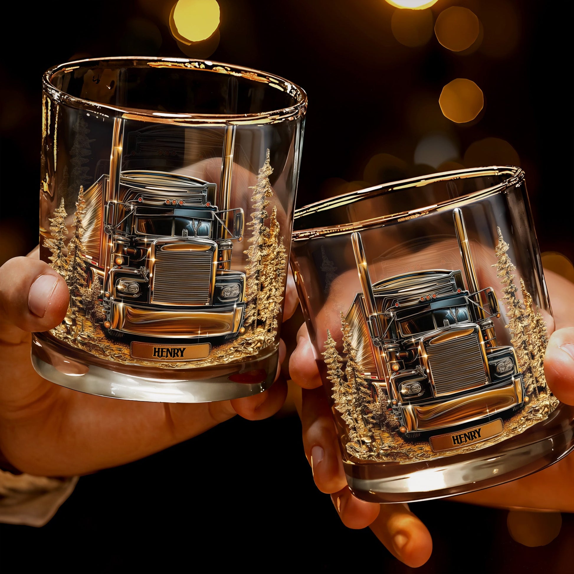 Celebrate Your Love For The Open Road With Classic Truck - Personalized Custom Whiskey Glass - TRUCK003_RWG