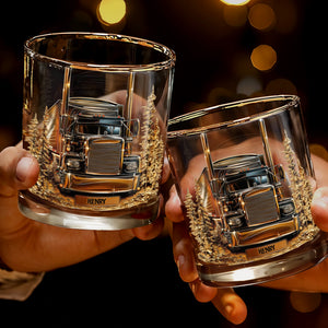 Celebrate Your Love For The Open Road With Classic Truck - Personalized Custom Whiskey Glass - TRUCK003_RWG
