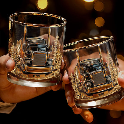 Celebrate Your Love For The Open Road With Classic Truck - Personalized Custom Whiskey Glass - TRUCK003_RWG