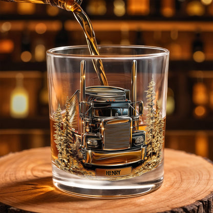 Celebrate Your Love For The Open Road With Classic Truck - Personalized Custom Whiskey Glass - TRUCK003_RWG