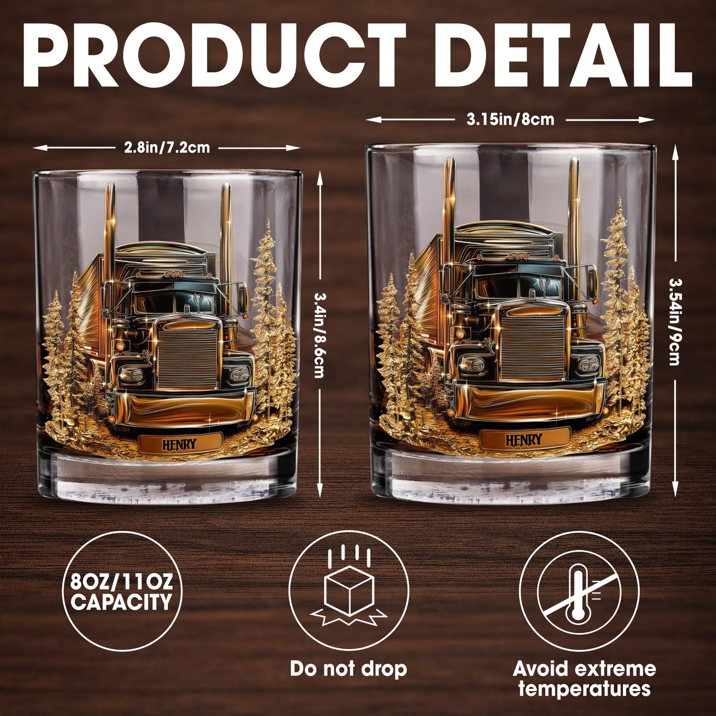 Celebrate Your Love For The Open Road With Classic Truck - Personalized Custom Whiskey Glass - TRUCK003_RWG