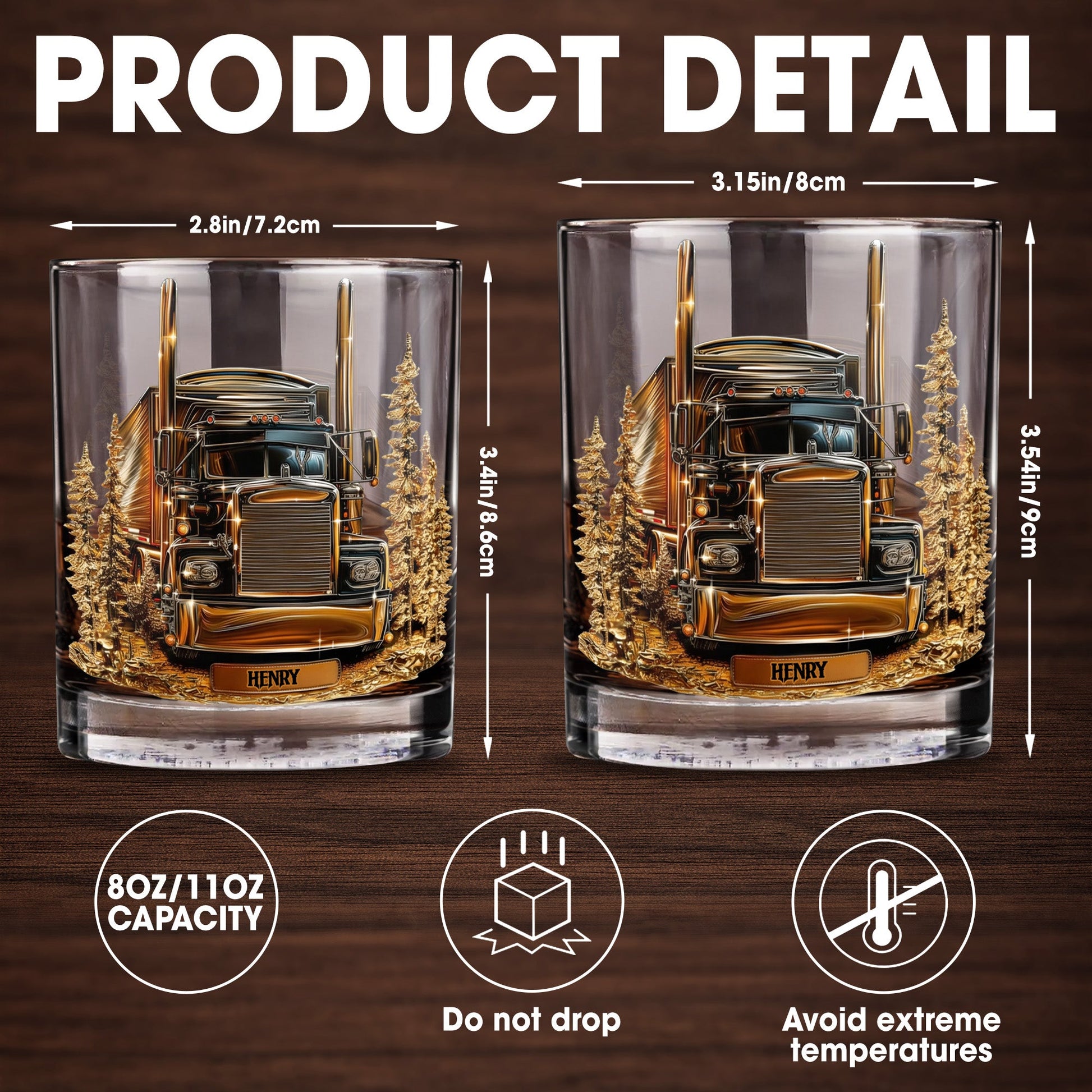 Celebrate Your Love For The Open Road With Classic Truck - Personalized Custom Whiskey Glass - TRUCK003_RWG