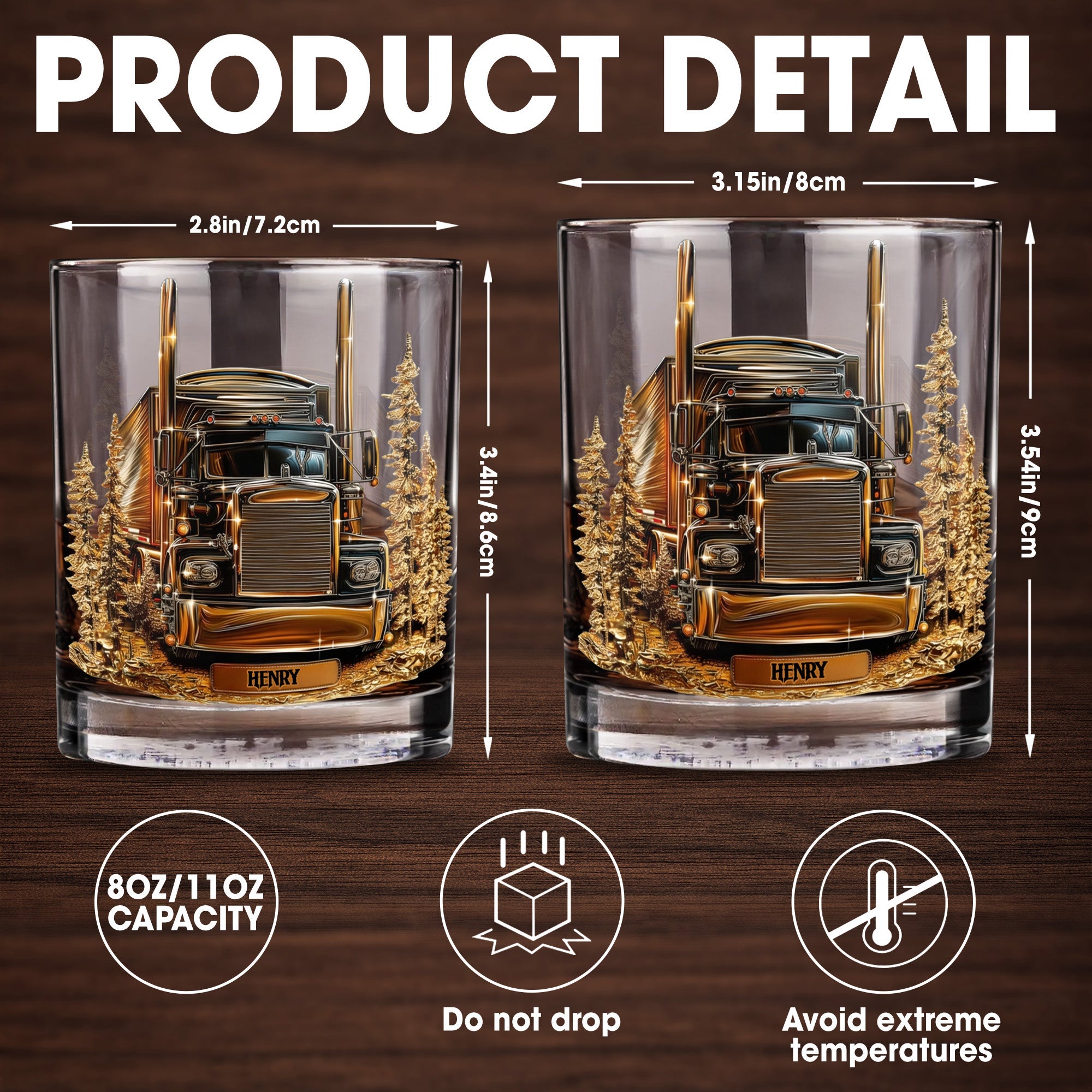 Celebrate Your Love For The Open Road With Classic Truck - Personalized Custom Whiskey Glass - TRUCK003_RWG