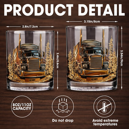 Celebrate Your Love For The Open Road With Classic Truck - Personalized Custom Whiskey Glass - TRUCK003_RWG