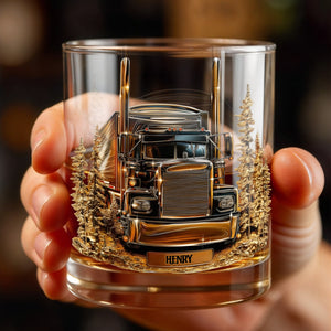 Celebrate Your Love For The Open Road With Classic Truck - Personalized Custom Whiskey Glass - TRUCK003_RWG