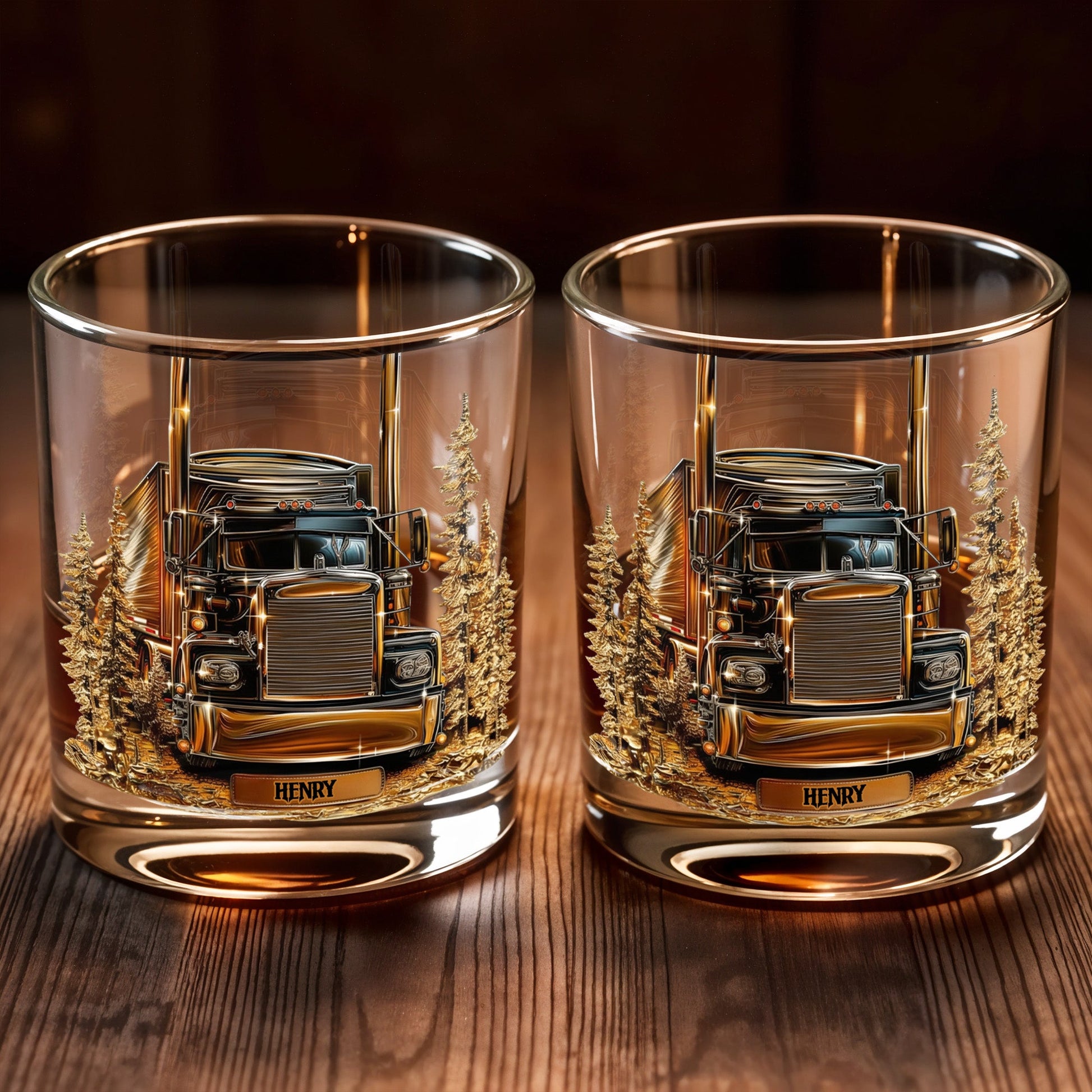 Celebrate Your Love For The Open Road With Classic Truck - Personalized Custom Whiskey Glass - TRUCK003_RWG