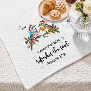 Sweet Friendship Birds Personalized Kitchen Towel