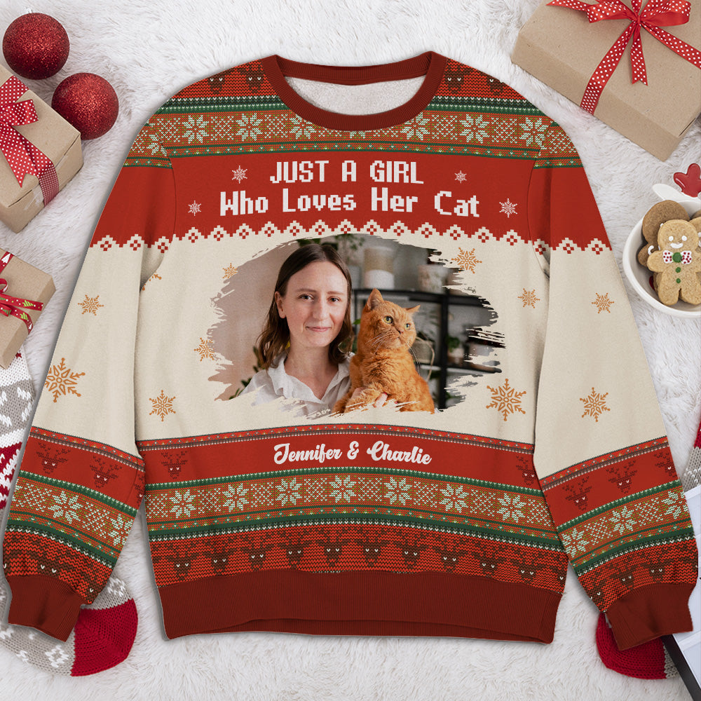 Just A Girl And Her Lovely Cats Photo - Personalized All-Over-Print Sweatshirt